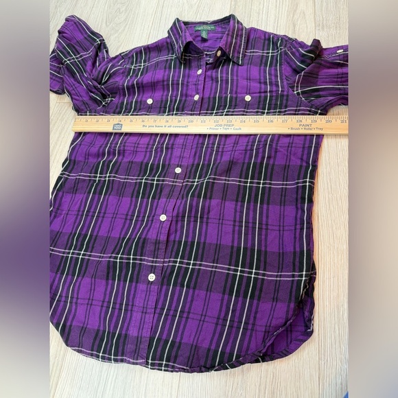 Lauren Ralph Lauren Women’s Purple and Black Plaid Tartan Button Up Shirt Size M - Picture 4 of 5